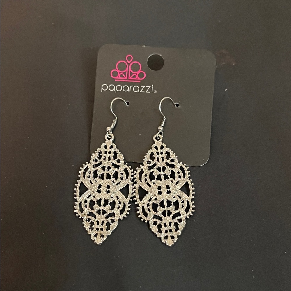 Paparazzi Intricate Silver Earrings